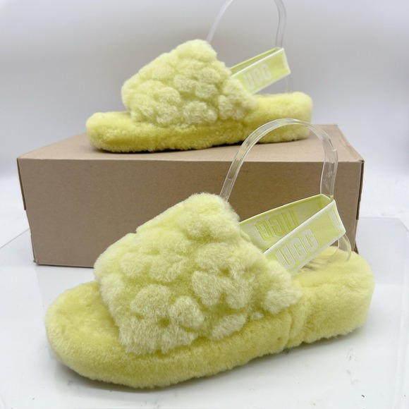 UGG Shoes - UGG Women's Fluff Yeah Slide Poppy Slipper Platform Pollen Yellow 1118459 US 6